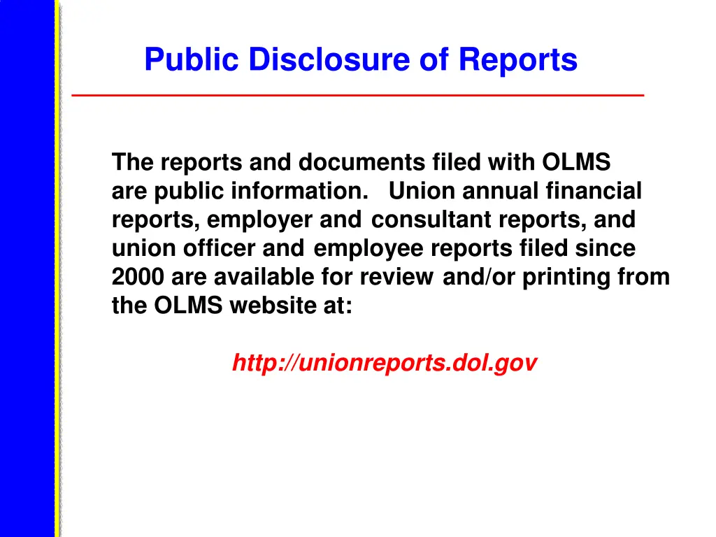 public disclosure of reports