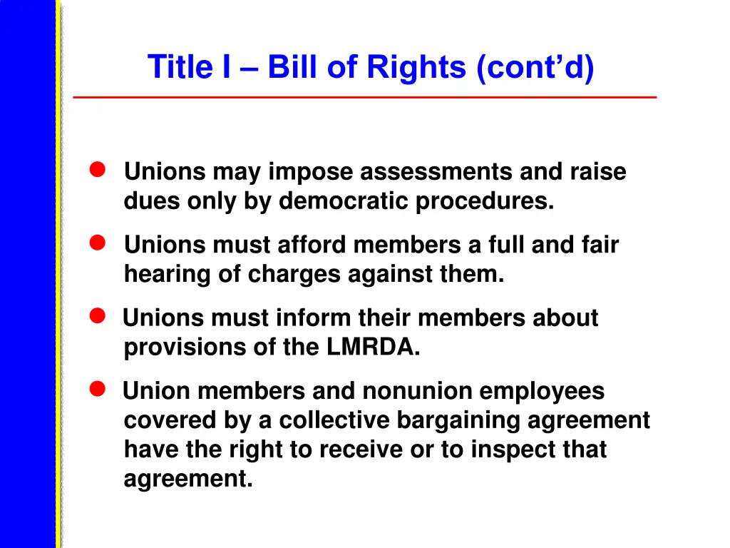 title i bill of rights cont d