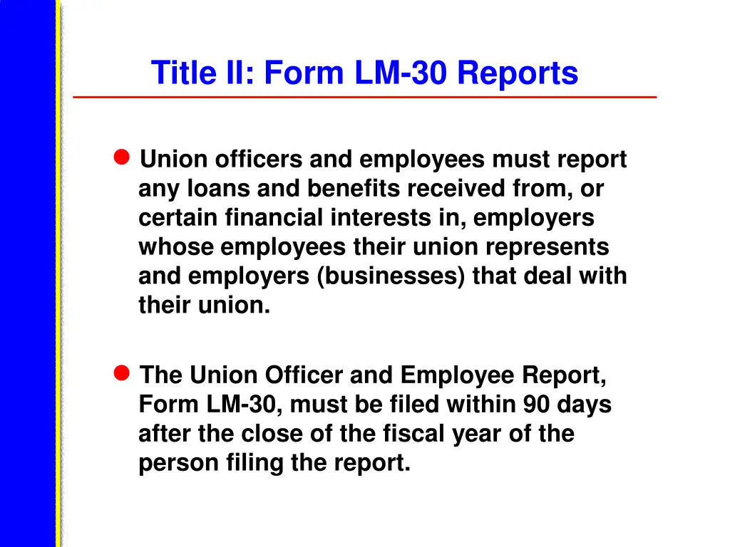 title ii form lm 30 reports