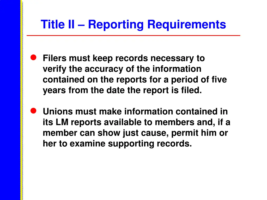 title ii reporting requirements 1