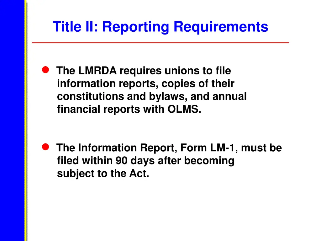 title ii reporting requirements