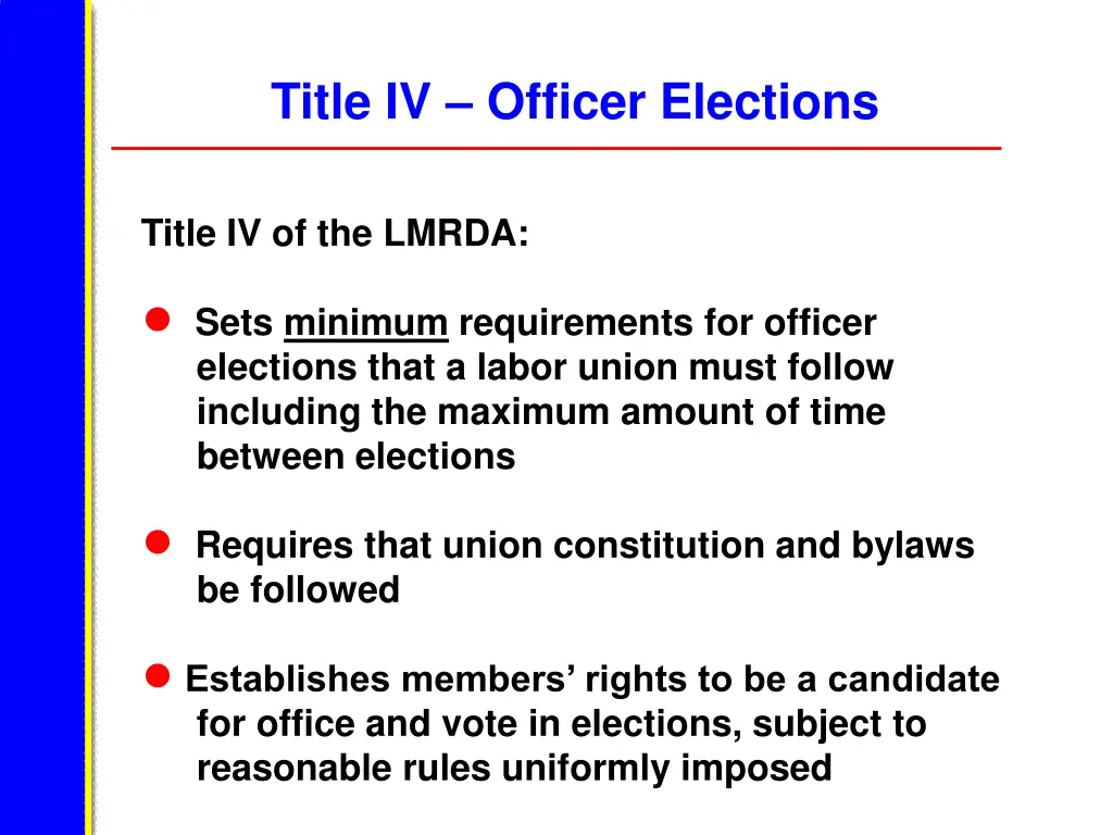 title iv officer elections