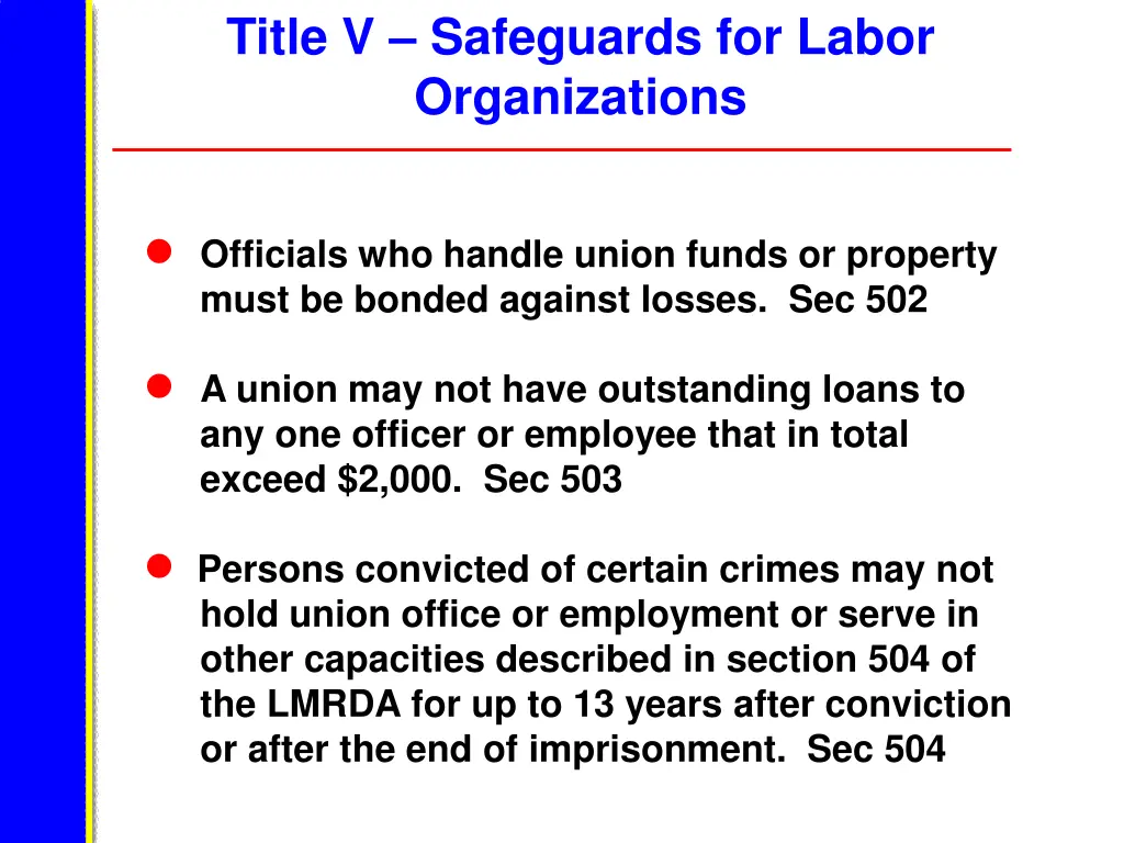 title v safeguards for labor organizations 1