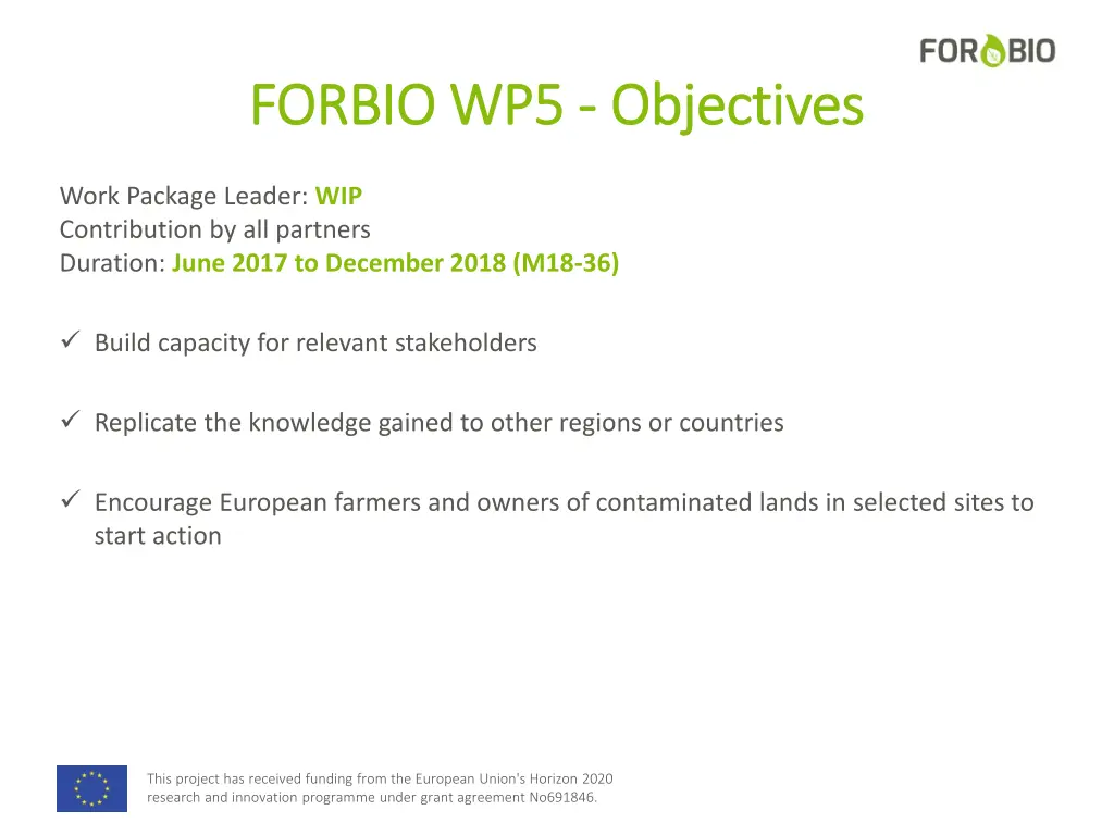 forbio wp5 forbio wp5 objectives