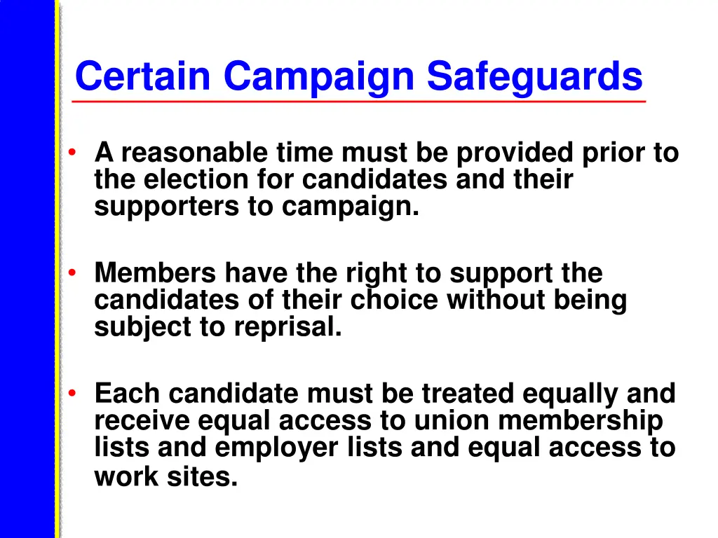 certain campaign safeguards