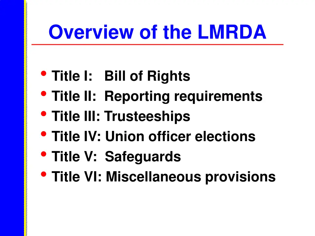 overview of the lmrda