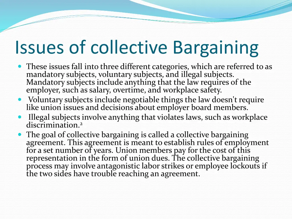 issues of collective bargaining