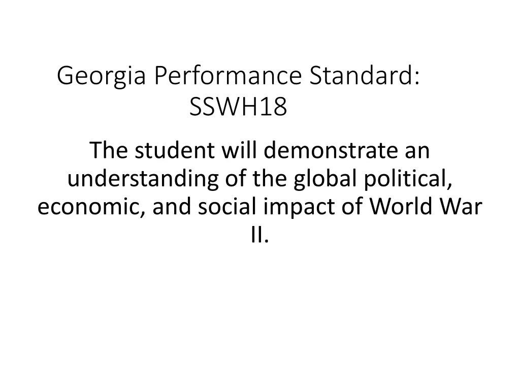 georgia performance standard sswh18