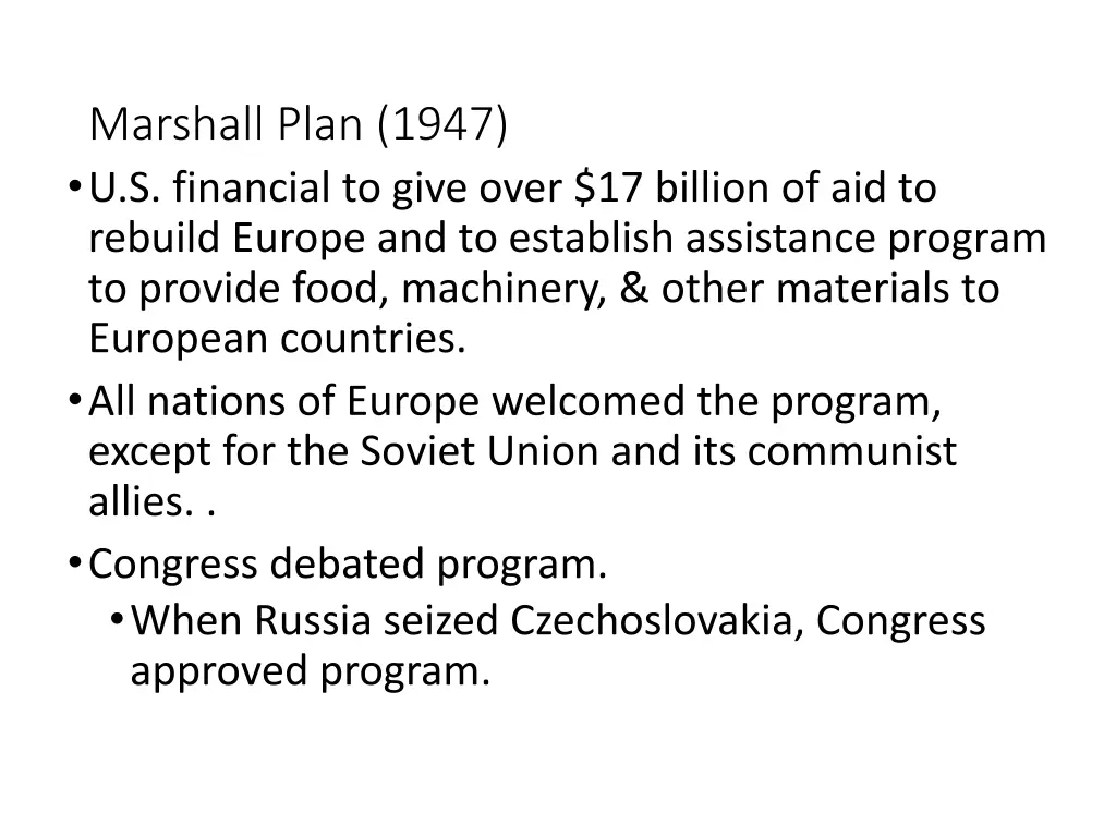 marshall plan 1947 u s financial to give over