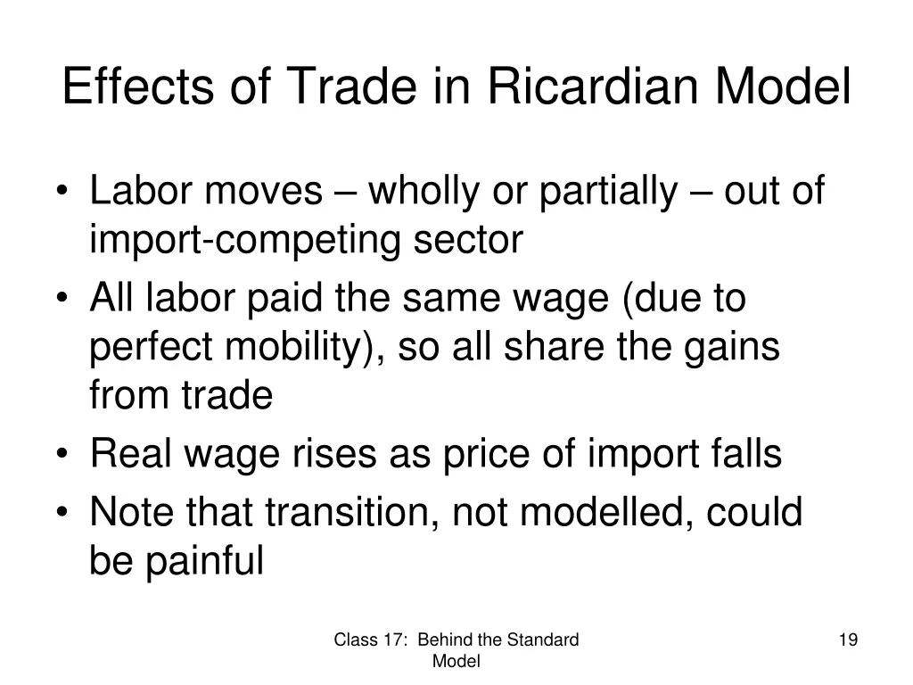 effects of trade in ricardian model
