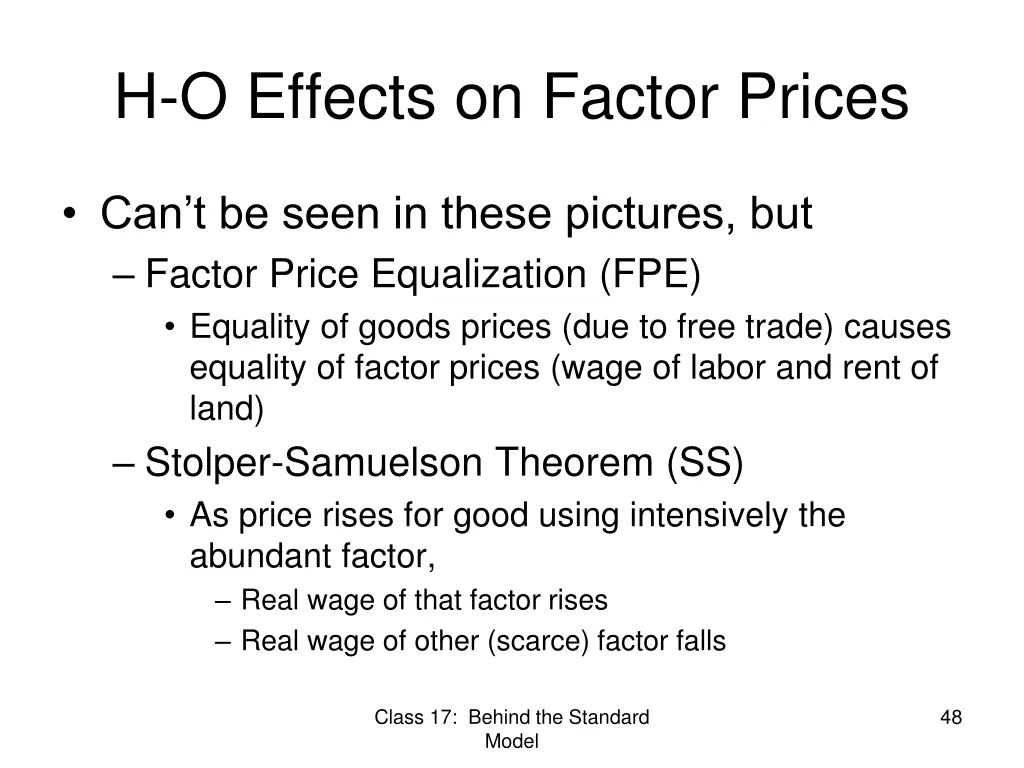 h o effects on factor prices