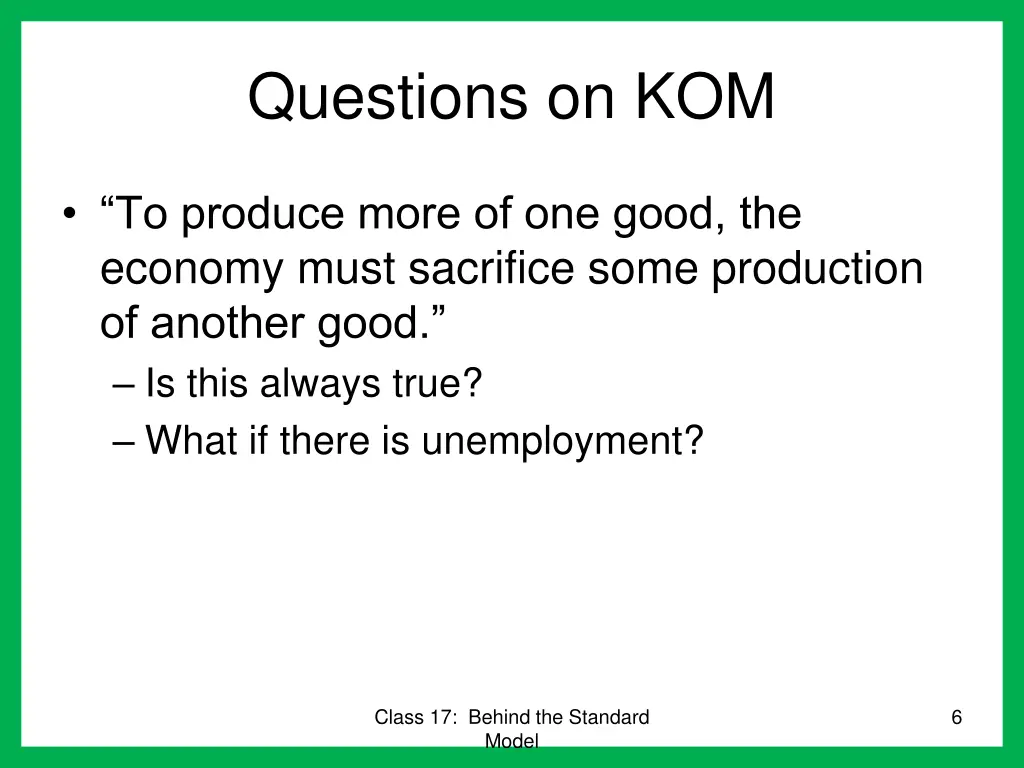 questions on kom