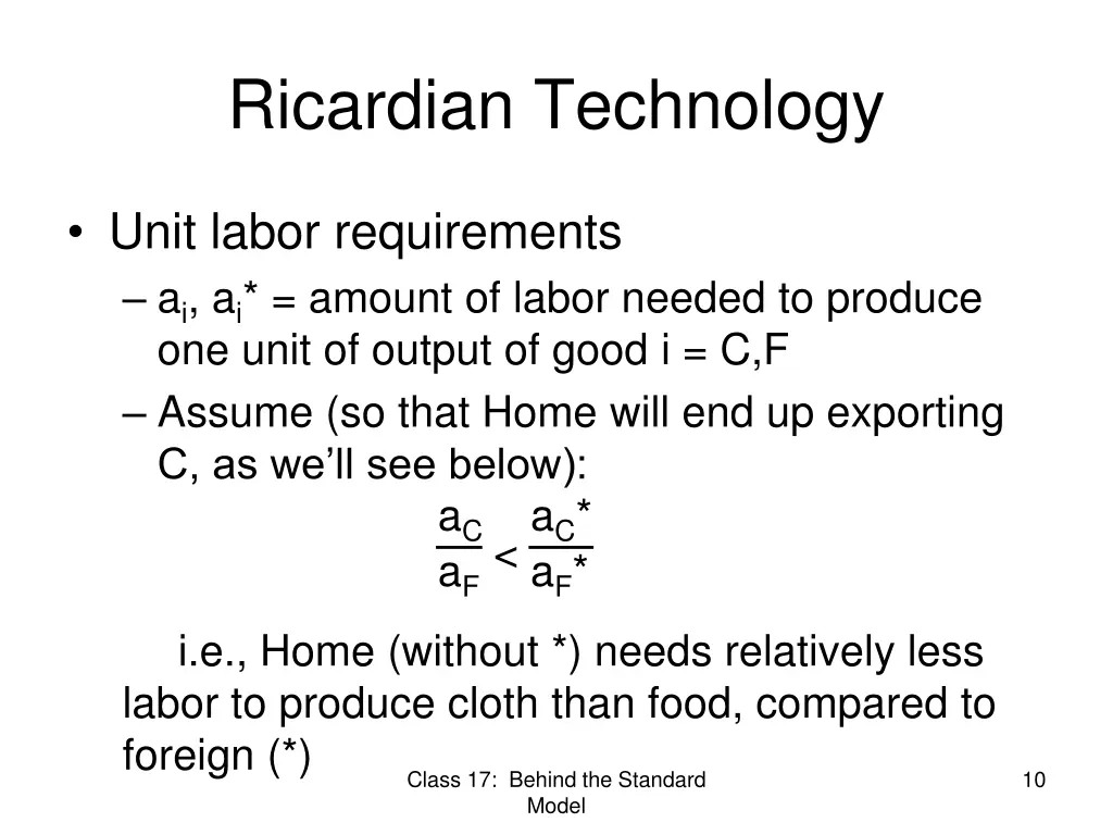ricardian technology