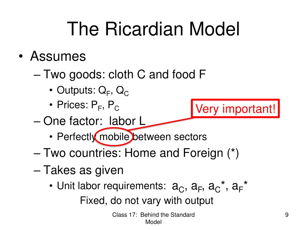 the ricardian model