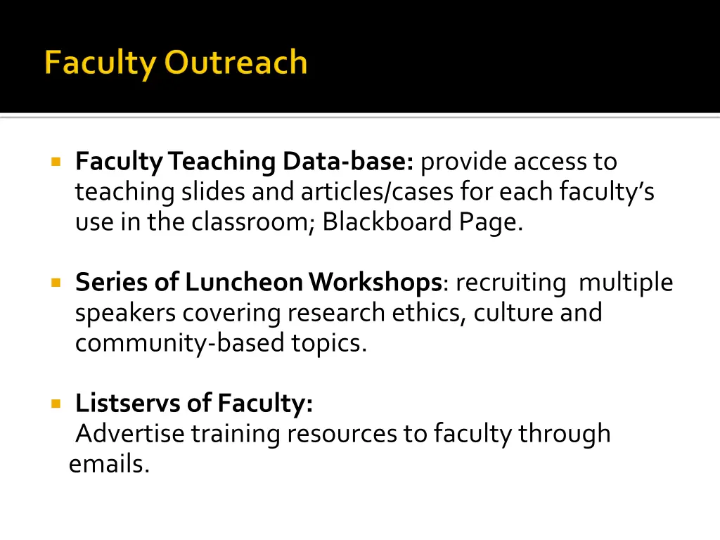 faculty teaching data base provide access