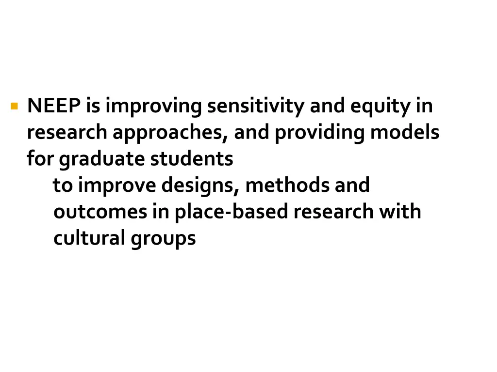 neep is improving sensitivity and equity
