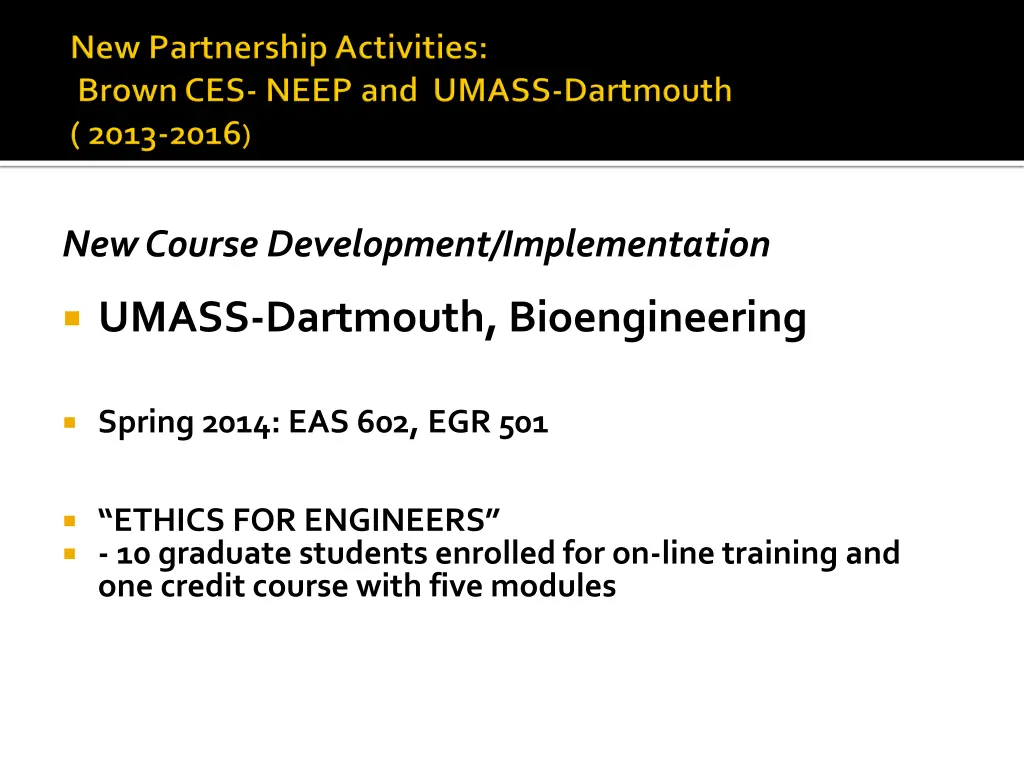 new course development implementation
