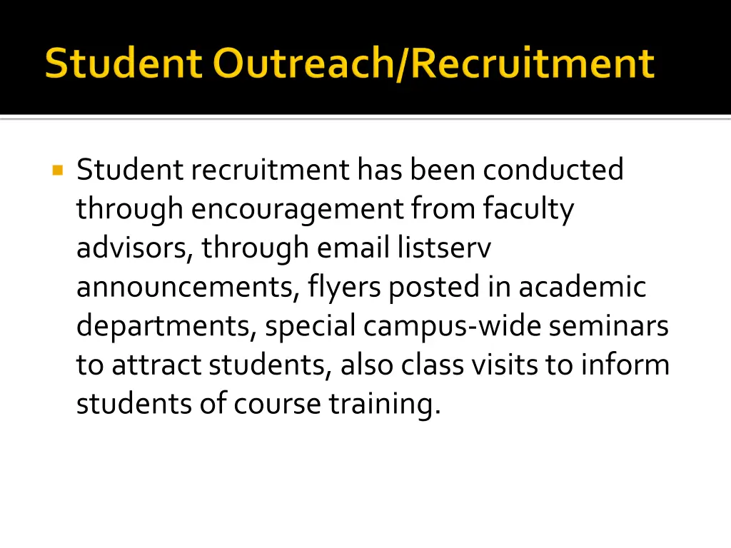 student recruitment has been conducted through