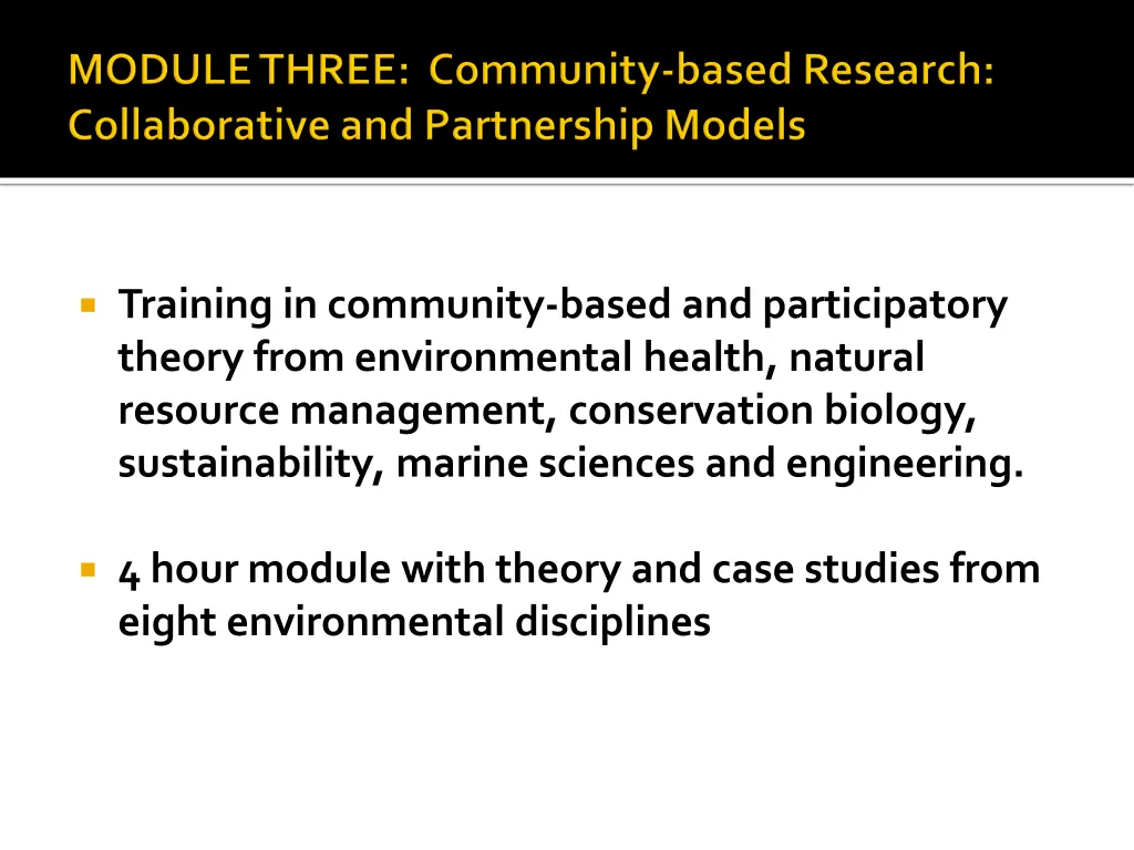training in community based and participatory