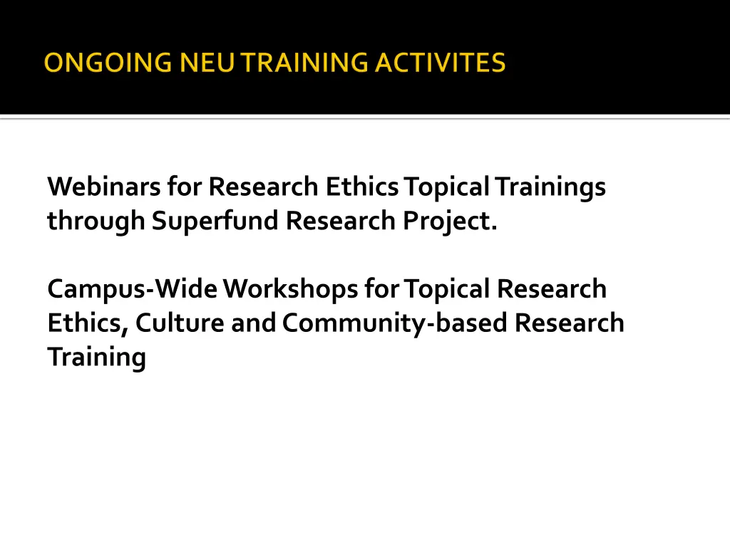 webinars for research ethics topical trainings