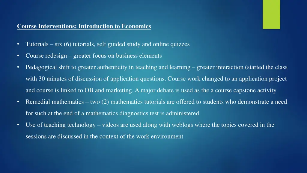 course interventions introduction to economics