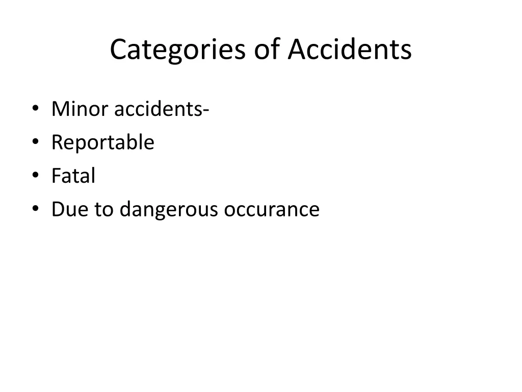 categories of accidents