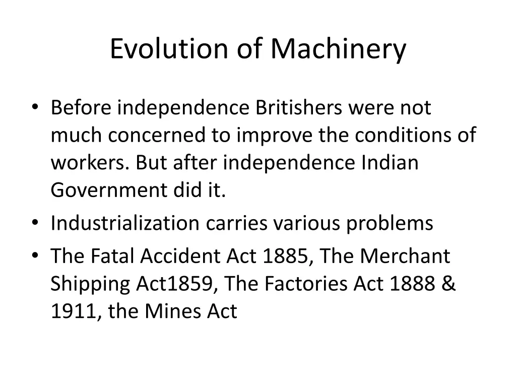evolution of machinery