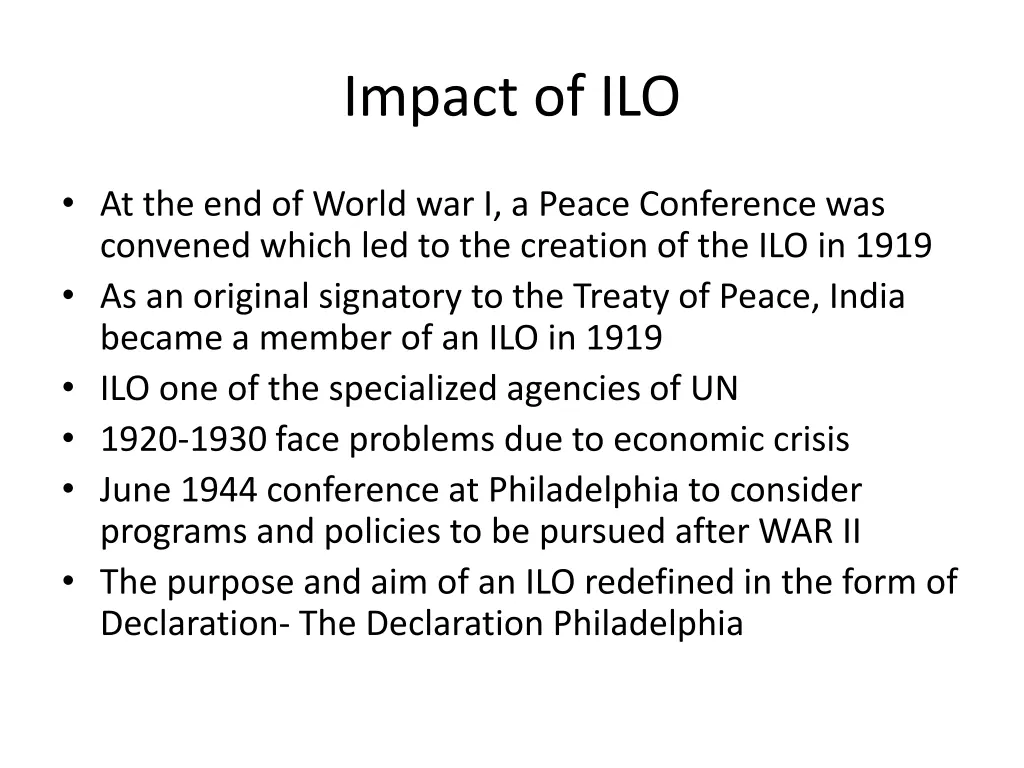 impact of ilo