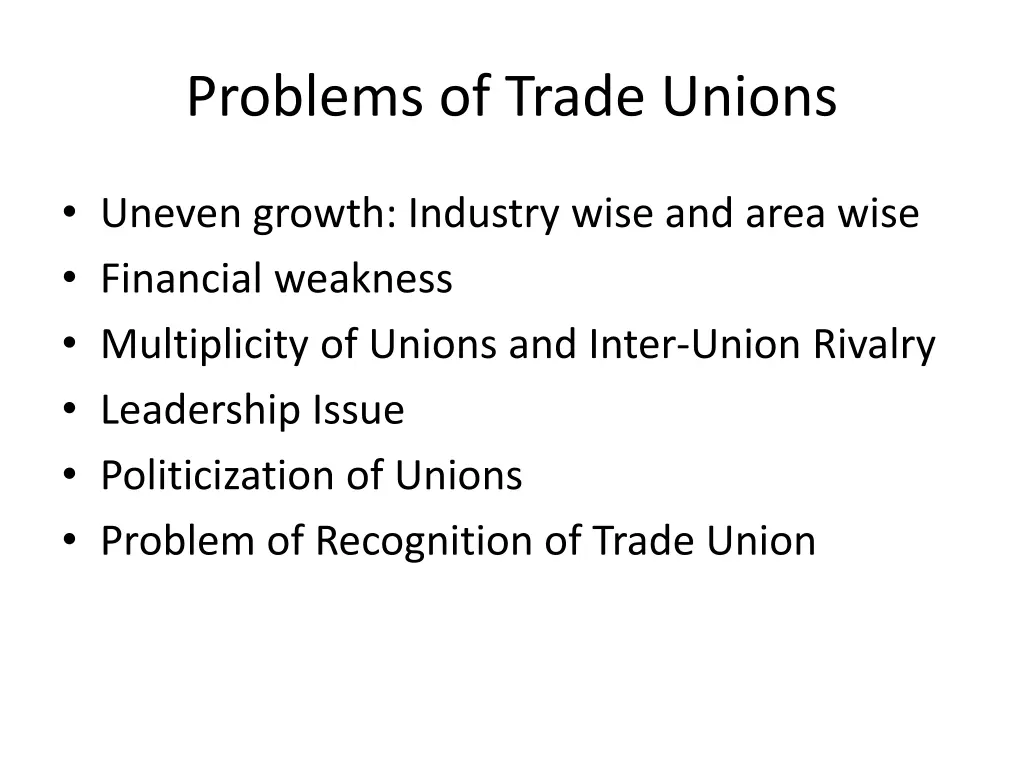 problems of trade unions