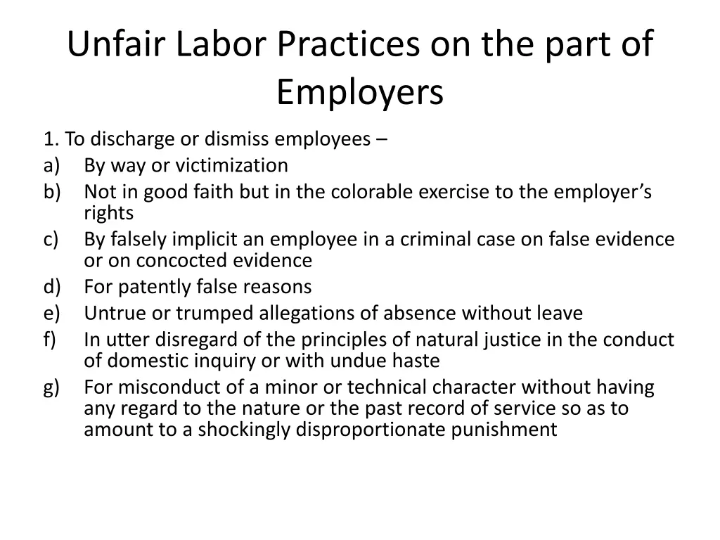 unfair labor practices on the part of employers