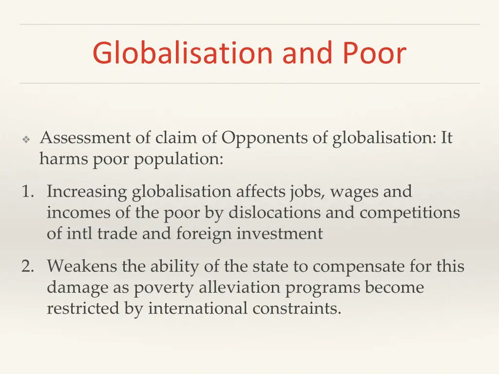 globalisation and poor