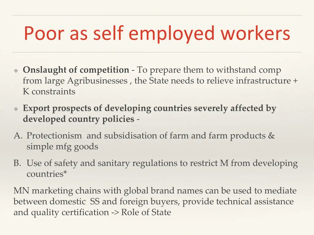 poor as self employed workers