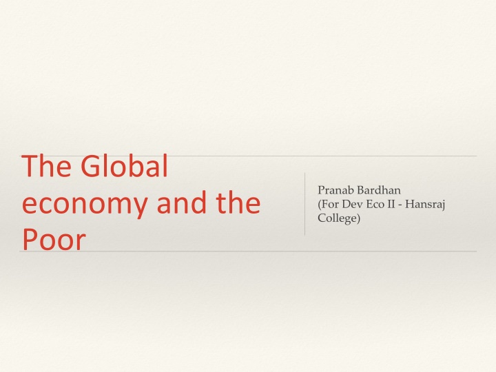 the global economy and the poor