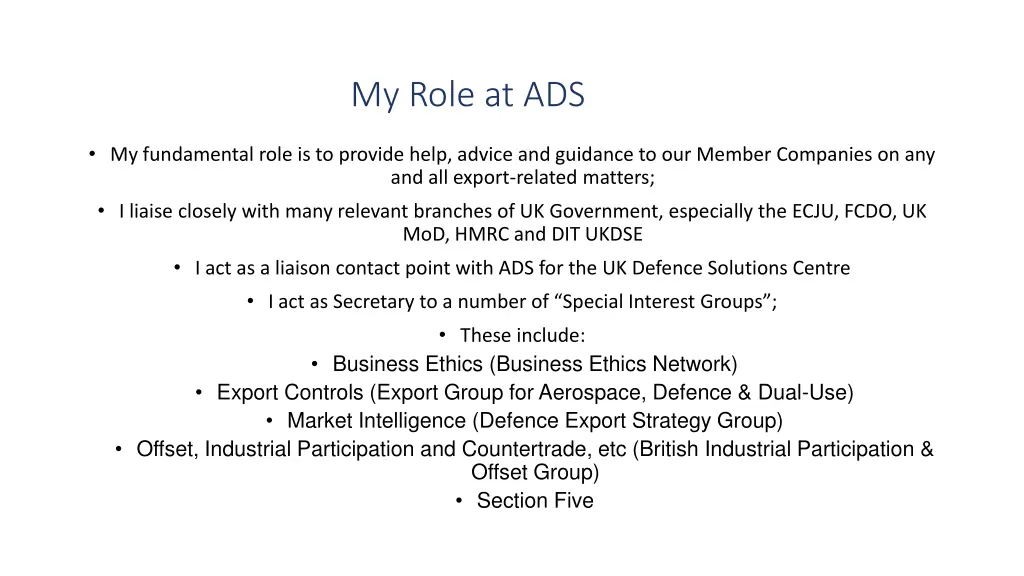 my role at ads