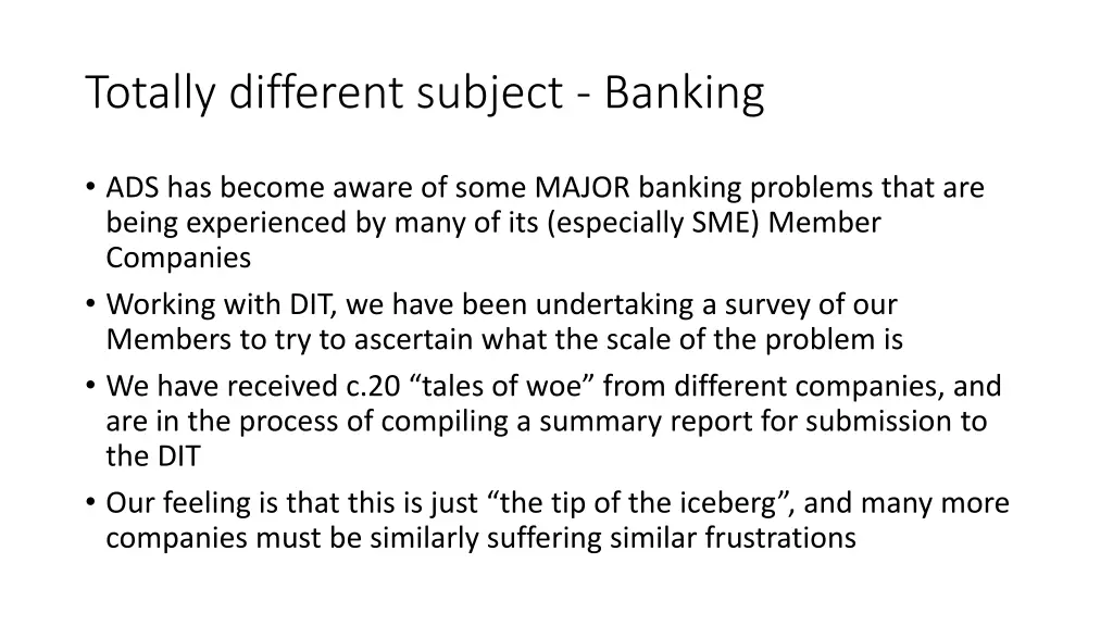 totally different subject banking