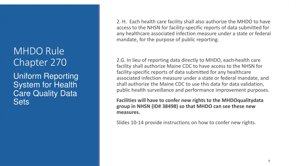 2 h each health care facility shall also