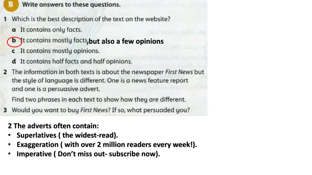 but also a few opinions