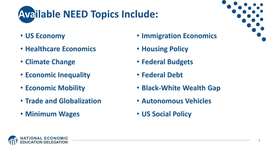 available need topics include