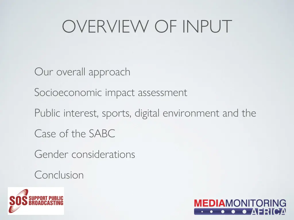 overview of input