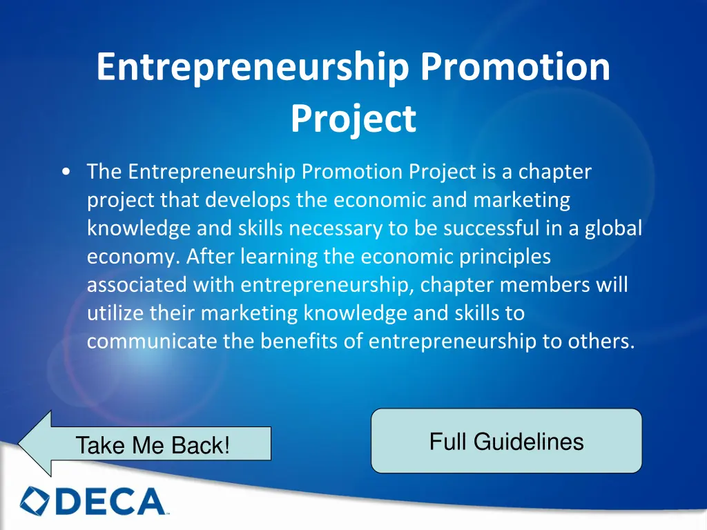 entrepreneurship promotion project