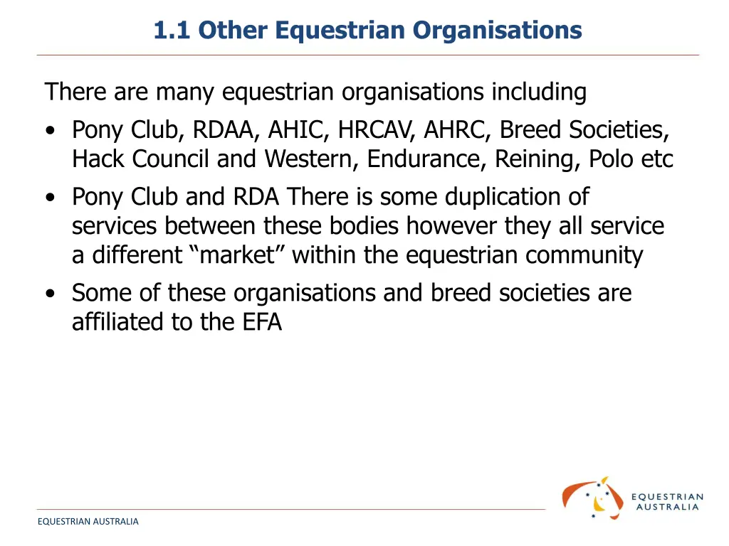 1 1 other equestrian organisations