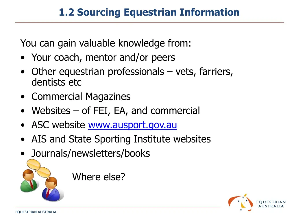 1 2 sourcing equestrian information