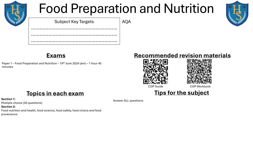 food preparation and nutrition aqa subject