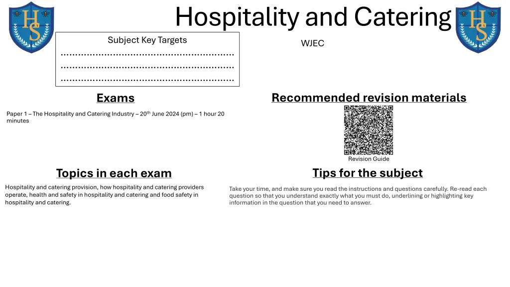 hospitality and catering wjec