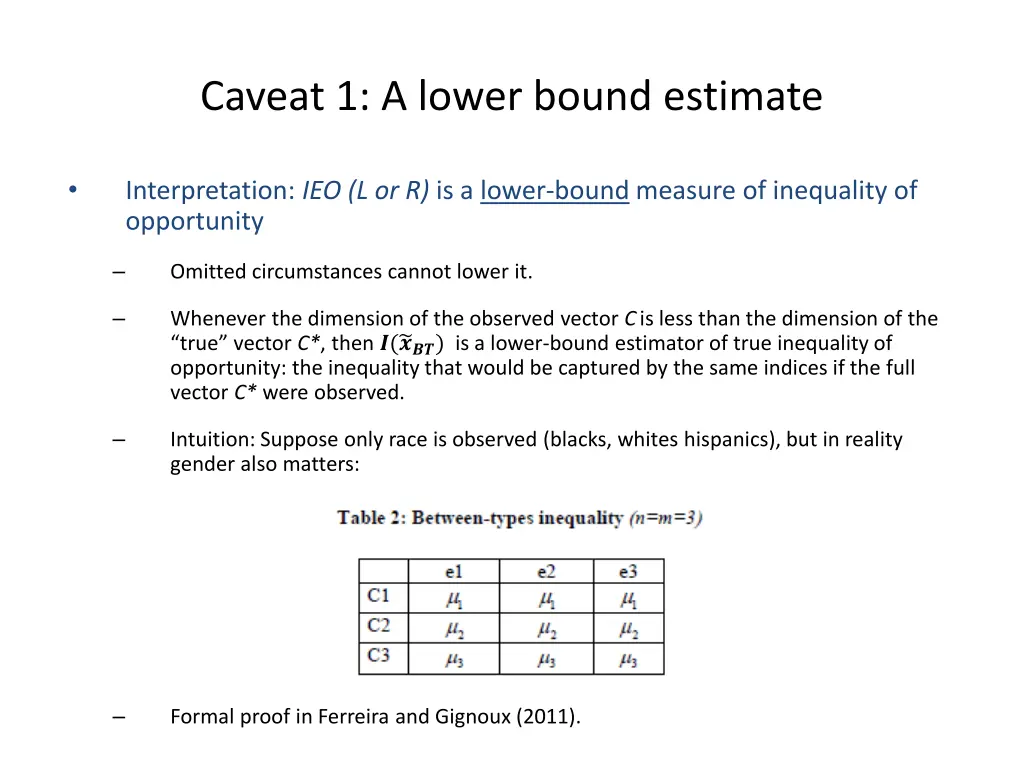 caveat 1 a lower bound estimate