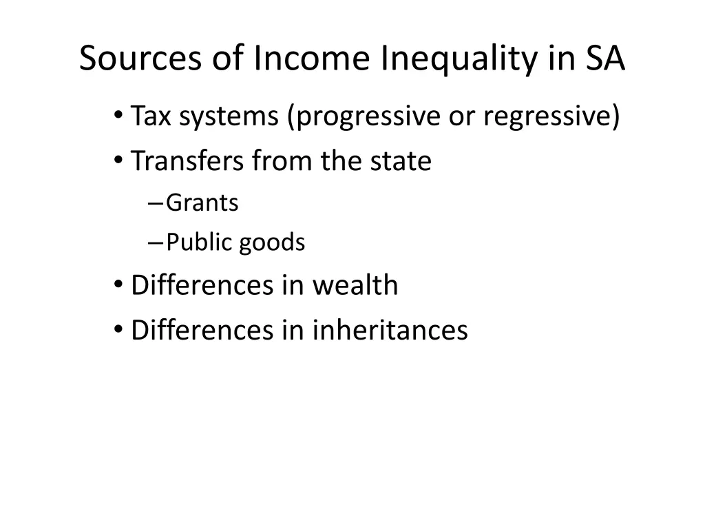 sources of income inequality in sa