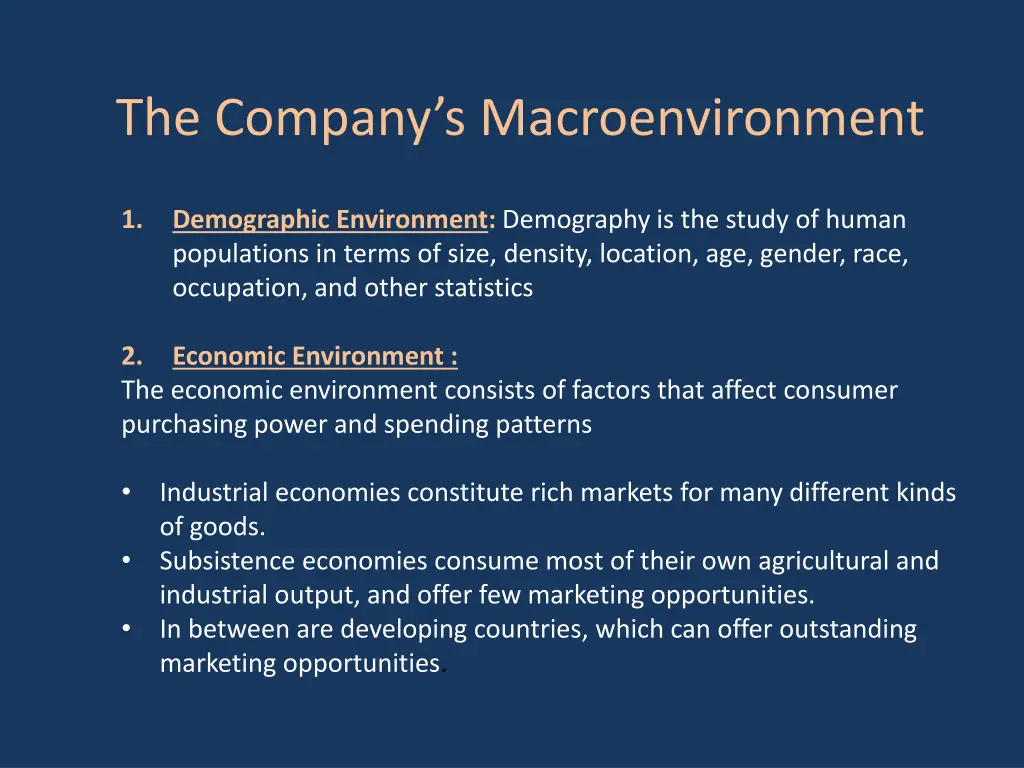 the company s macroenvironment 1