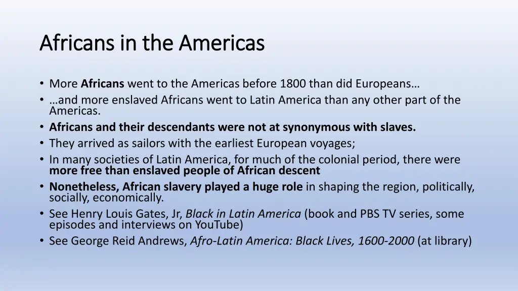 africans in the americas africans in the americas