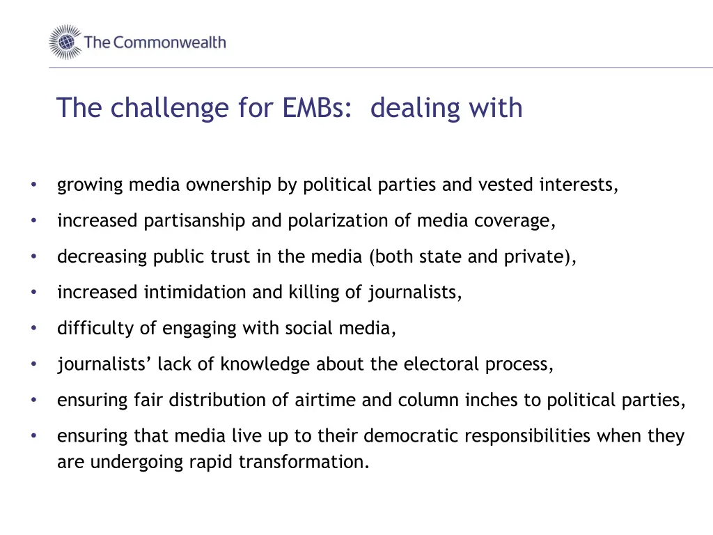 the challenge for embs dealing with