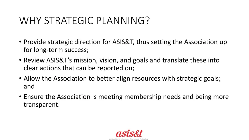 why strategic planning